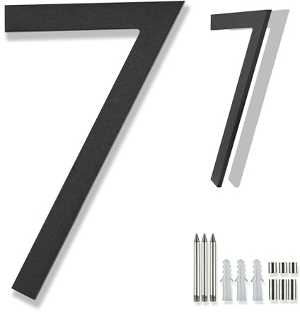 20cm große Hausnummer matt schwarz, moderne große Hausnummern Zahlen Metall vertikal horizontal Aluminium Hausnummer 7