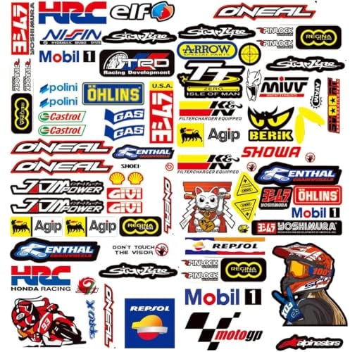 3 Stück Tuning Aufkleber Motorrad Sticker set Skateboard Stickersracing | Moto Motocross Stickers Kit geeignet für Motorrad Skateboard Auto Rollerhelm(D)Wasserdicht / Verschiedene Ausführungen