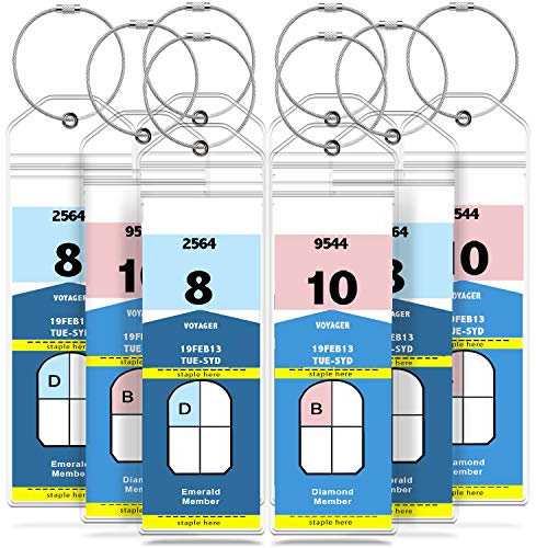 GreatShield Cruise - Soporte para etiquetas de equipaje (paquete de 8), soporte para etiquetas de crucero con cierre de cremallera y presillas de acero, bolsa de PVC para Cruise Line