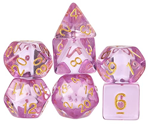 Wiz Dice Ambrosia 7-teiliges Würfel-Set, durchscheinend Lavendel, Pastellviolett, Tisch-Würfel mit transparenter Displaybox