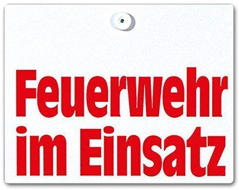Schild mit Saugnapf - Feuerwehr im Einsatz - 307770 - Gr. ca. 20 x 15 cm rot