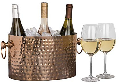 Chic Chill 3-Flaschen-Weinkühler-Eiskübel | hält Wein- und Champagnerflaschen kalt, ohne Eis zu berühren, handgefertigtes Kunsthandwerk-Design, patentierte Technologie, Kupfer