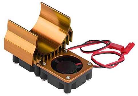 RC Motor Radiator, 540/550 Motor Twin Cooling Twin Fans Heat Sink for 1/10 Scale Electric RC Car(Gold)