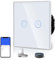 BSEED Interruptor de Luz Táctil Inteligente WIFI, Interruptor Táctil de Pared con Panel de Cristal Compatible con Alexa/Tuya/Smart Life (Requiere Cable Neutro) 2 Gang 1 Vía Blanco