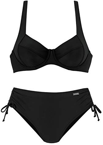 Lascana Damen Bügel-Bikini | in modischen Farben, mit verstellbaren Trägern, etwas höher geschnittene Hose, seitlich zum Raffen