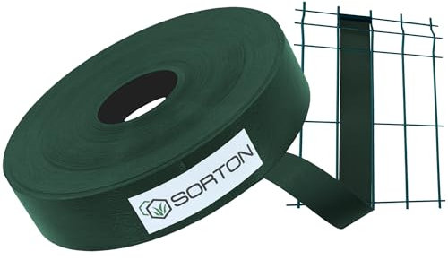 Sorton Kit Lamelle Occultante PVC Rouleau Bande Occultant Brise Vue Grillage Rigide Occultant Cache Cloture en Panneau Rigide pour Jardin 46MM x 35M (Vert foncé - RAL6005 - sans Clips)