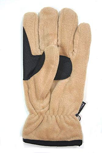Mac One Fleece Handschuhe 3M Thinsulate beige und anthrazit, Fingerhandschuhe Winter S/M L/XL (Beige, L-XL)