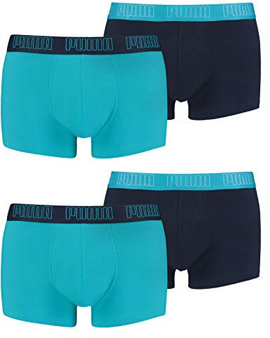Puma Herren Shortboxer Unterhosen Trunks 4er Pack, Wäschegröße:S, Artikel:-005 Aqua/Blue