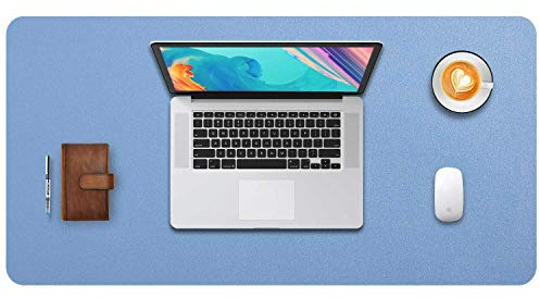 Mausepad XL, Große Mausmat, DOBAOJIA Schreibtischmatte, Schreibtischunterlage für Laptop/Tastatur/Maus, Schreibblock, PU Leder Wasserdicht + Wildleder rutschfest 80 x 40cm (Stahlblau)