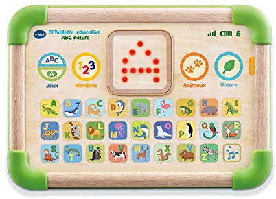 VTech - Tablette Éducative ABC Nature, Tablette Enfants Interactive et Sensorielle Partiellement en Bois, Jouet d'Éveil Alphabet Animaux, Cadeau Bébé Fille et Garçon Dès 1 an - Contenu en Français