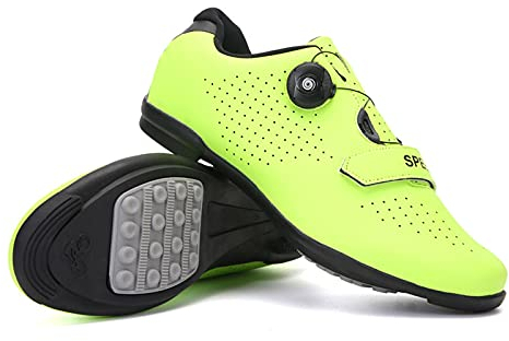 LZQpearl Fahrradschuhe Herren, Rennrad Und Mountainbike Schuhe Mit Gummisohle, Atmungsaktive, rutschfeste No-Lock Fahrradschuhe Mit Schnell Rotierendem Schnürsenkelsystem Yellow, 41