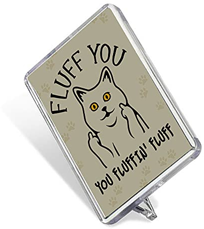 Fluff You, You Fluffin' Fluff – Funny Rude Cat Adult Humorous Gift for him or her, colleague, friend, Kitten, Animal Owner Fridge Magnet.