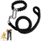 Dog Rope Heavy Duty Dog Woven Leash Collar Set Nylon Eight Strand Braided Lead Pet Walking Training Rope Non-slip Handle Collar for Small Medium Large Dogs (Black, M)