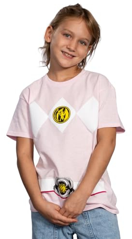 Power Rangers Mighty Morphin - T-shirt de costume d'armure pour jeunes - Rouge, bleu, jaune, rose, vert, noir, bleu, rose, X-Large