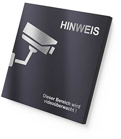 Graviers Hinweisschild aus rostfreiem Edelstahl mit Gravur in RAL7016 - Dieser Bereich wird videoüberwacht Warnschild für Videoüberwachung Kameraüberwachung - selbstklebend oder Bohrlöcher