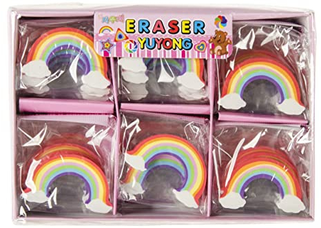 12x Radiergummi Regenbogen Radierer Mitgebsel Kindergeburtstag Mitgebsel Radirgummi Rainbow Eraser STUWU