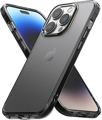 Ringke Fusion Matte Compatible with iPhone 14 Pro Max Case, Translucent Hard PC Back Shockproof TPU Bumper Protective Phone Cover for iPhone 6.7-Inch (2022) - Matte Smoke Black