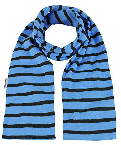 modAS Unisex Bretonischer Schal mit Streifen und uni verschieden Farben - Herrenschal Damenschal Kinderschal 13x120 cm in Azur-Blau