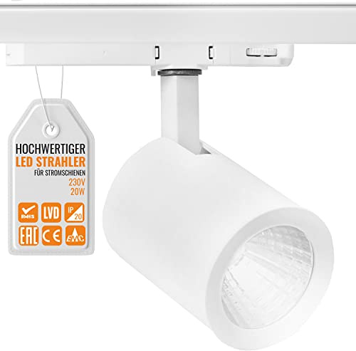 ORANGE LED 3-Phasen Schienen Deckenstrahler - OR 1010-85 LED Spot weiß - 20W - 30° - hochwertiger LED Strahler für Stromschienen - Schienensystem Leuchte - Stromschienenstrahler (4000K)