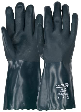 WorkLife OS HandschuhMan. Chemikalienschutzhandschuhe Gummihandschuhe aus PVC, geraut, Größe 10, ca 40 cm Länge, Dicke 1,2-1,4 mm