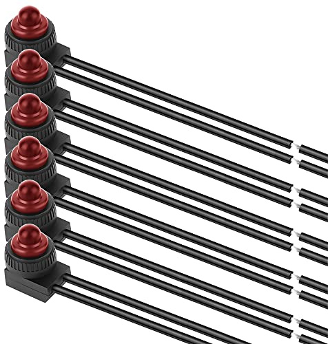 GUUZI 6 Stück 12V-24VDC 110-220VAC Wasserdichter Druckschalter, Selbstsichernder Druckschalter für Außenbeleuchtung, Rot