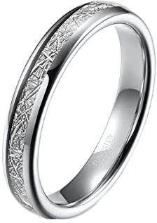 ANAZOZ Wolfram Ringe Herren, Personalisierter Ring Männer Eheringe größe 52 Bandring Briet 4mm mit Metallfolie