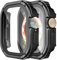 Adepoy 2 Pack Rugged Case Compatible for Apple Watch Ultra2/Ultra 49mm with Tempered Glass Screen Protector, Military All Around Hard TPU Protective Cover Case Shockproof Bumper for iWatch Men 49mm