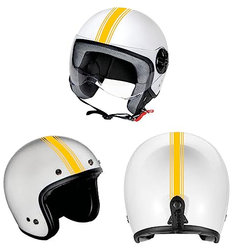 DualColorStampe Aufkleber für Motorradhelm, Motorradhelm, Universal-Helm-Streifen-Design-Sticker, Streifen, selbstklebend, C0064 (gelb)