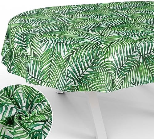 Stoff Tischdecke Tischwäsche Textil Tischtuch Baumwolle Polyester Gewebe abwaschbar pflegeleicht, in rund oval eckig Tropik Oval 200x140cm Schnittkante