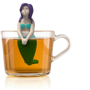 Winkee Meerjungfrau Tee Ei Teesieb für losen Tee aus Silikon | Lustige Teekugel in Figurenform, für Tassen und losen Tee, wiederverwendbarer Tea Infuser und originelle Geschenkidee