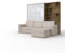 MAXIMAHOUSE Schrankbett vertikale Invento LED 140V (140x200) mit Ecksofa und Bücherregal, Ottomane mit Stauraum und Kissen, Lattenrost aus Holz