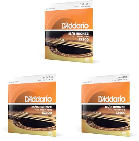 D'Addario Cuerdas Guitarra Acustica | Cuerdas de Guitarra | Cuerdas de Guitarra Acustica | EZ900 Juego de cuerdas para guitarra acústica de bronce, 010' - 047' (Paquete de 3)
