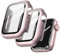 JETech Cover con Pellicola Protettiva per Apple Watch Series 9 8 7 41 mm, Custodia Protettiva Complessiva, Pellicola Integrata in Vetro Temperato ad Alta Sensibilità, 2 Pezzi (Rosa)