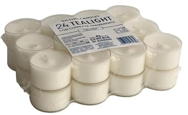 Tealight con cup trasparente Ø 3,9 cm h. 2,7 cm 24 pezzi - 6,5 ore