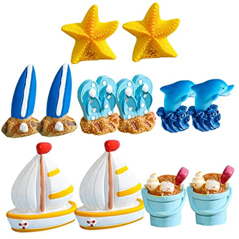Warmhm 12 Stücke Mittelmeer Harz Segelboot Miniatur Desktop Decor Meer Ornament Für Jungen Und Mädchen Zimmer