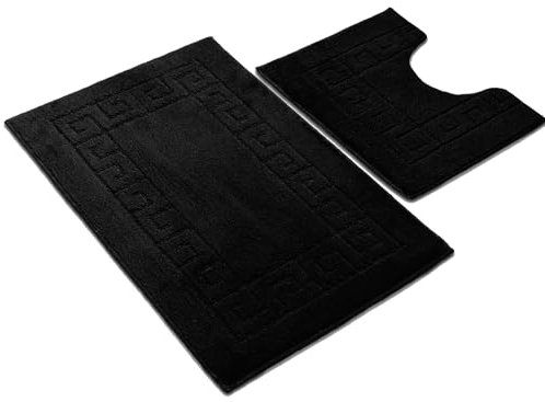 Paradise Rutschfeste Badematte im Teppich-Stil, 2 Stück, Badematten für Badezimmer von Paradise (schwarz)