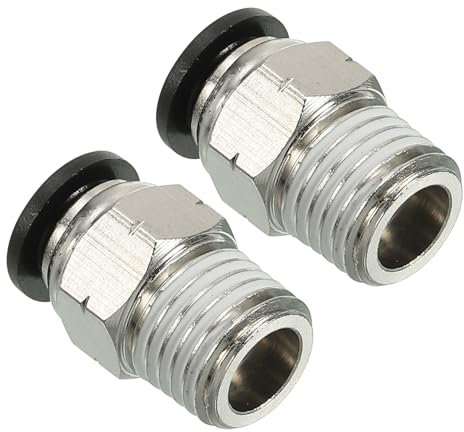 PATIKIL 8mm x 1/4NPT Raccordi Push to Connect Filettatura Maschio, 2pz Raccordi Diritti ad Innesto Rapido Linea Pneumatica Tubo Articolato per Aria Acqua