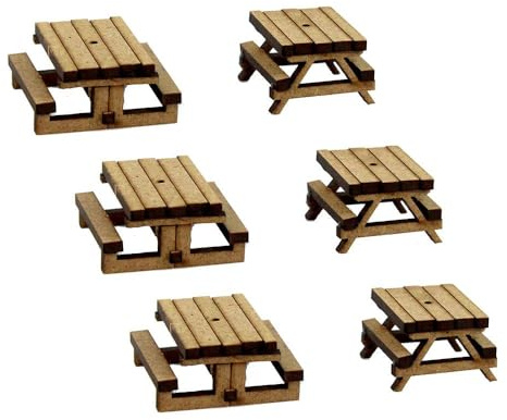 WWScenics Große und kleine Picknick-Bänke x 6 | Spur OO Modellbahn Modellbau Zubehör