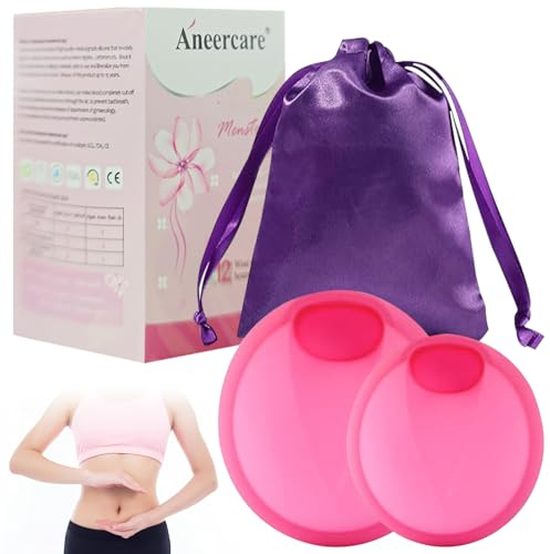 GAROMIA Menstruationsscheibe Menstrual Disc 2 Periodenscheibe S+L Menstruationstasse mit Lagertasche Alternative Soft Tampons für Aktive Frauen Sport Schwimmen-Rosa