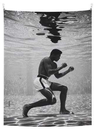Muhammad Ali Underwater Boxing Sports Poster Wand Wohnzimmer Schlafzimmer Tapestry Wanddekoration Größe 28 x 40 Dekorative Rahmenloses Kunst Geschenk Wandtuch (70x100 cm)