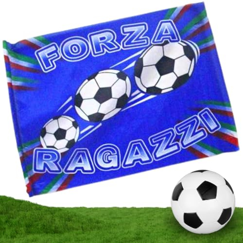 Bandiera 50 x 70 con Passante Per Asta - Campioni D'Italia - Forza Italia - Nero Blù - Azzurro Nero - (FORZA RAGAZZI)