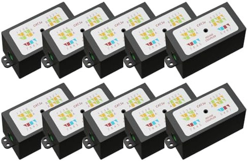 rhinocables RJ45 Cat 5 Gigabit Inline Punchdown Krone Coupler Joiner for Cat5e Ethernet Cables (10, Black)