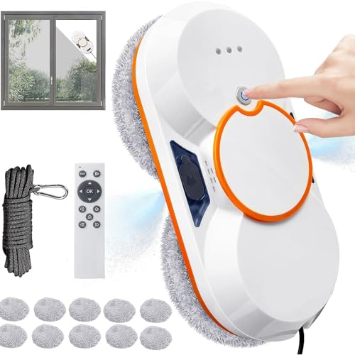 5600Pa Smart Window Cleaning Robot with 10 Mop Pads, 4 Cleaning Modes, Dual Water Spray/Remote Control, Intelligent Edge Detection, Window Vacuums