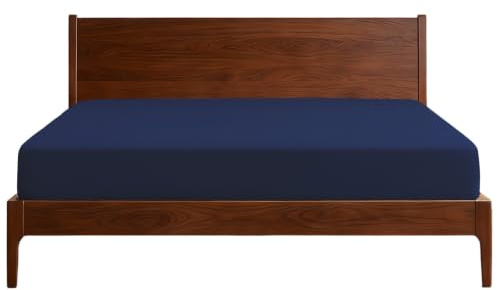 Lirex Super King Fitted Sheet,100% Cotton 300 Thread Count Soft Breathable Deep Pocket up to 12 / 30cm,Dark Blue