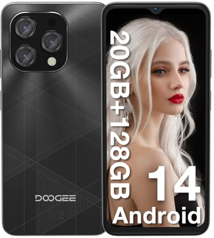 DOOGEE N55 Plus Android 14 Handy Ohne Vertrag 20GB+128GB 6.56 HD+ IPS Octa Core Smartphone Ohne Vertrag, 5150mAh, 13MP+8MP, Dual SIM 4G Handy G黱stig 5G WiFi Simlockfreie Handys, OTG, GPS, Face ID