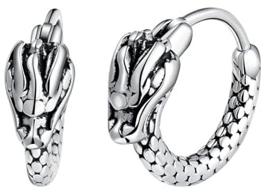 Yumilok Kleine Drachenkopf Creolen Punk Drachen Tier Edelstahl Creolen Ohrringe für Herren Damen Amulett Schutz Schmuck Ohrstecker Tunnel Ohrringe Edelstahl