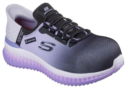 Skechers Tilido Ombray, Anfibi da Lavoro Donna, Nero Viola, 39 EU