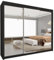 Style Heaven Modern Sliding Door Wardrobe for Bedroom,Matt Finish,3 Mirrored Sliding Doors wardrobes 6 Adjustable Shelves & 2 Hanging Rail,made of MDF Chipboard, aluminium Handles Chicago(250cm Black)