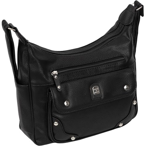EAAKIE Damen Tasche, Schultertasche, Handtasche, Umhängetasche mit Leder Optik und vielen Fächern