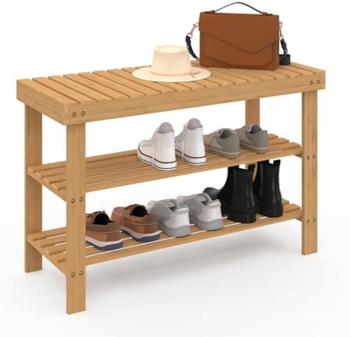 IDMarket - Etagère à chaussures bambou BEA 3 niveaux idéale pour entrée et salle de bain